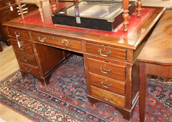 A Victorian style mahogany twin pedestal desk W.150cm